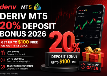 Deriv MT5 20% Deposit Bonus 2026 – Get Up to $100 FREE on Your First Deposit