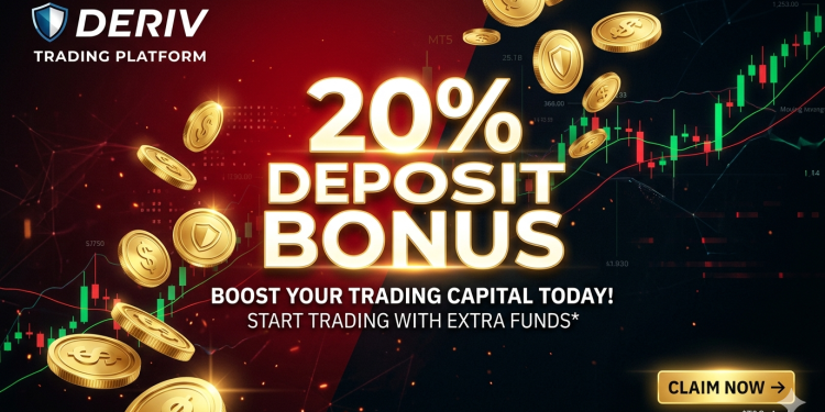 Deriv MT5 20% Deposit Bonus 2026 – Get Up to $100 FREE on Your First Deposit